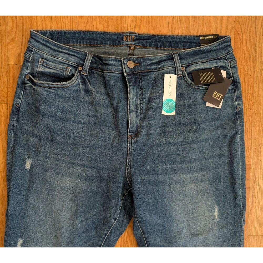 KUT FROM THE KLOTH. Jeans 22W Ellen Roll Cuff Crop Straight Leg Stitch Fix NWT - Picture 3 of 11
